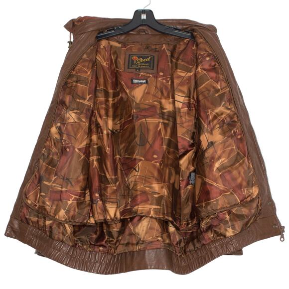 Reed Mens Jacket Vintage 100% Leather Bomber Flight Retro Casual Brown Medium KN - Picture 2 of 16